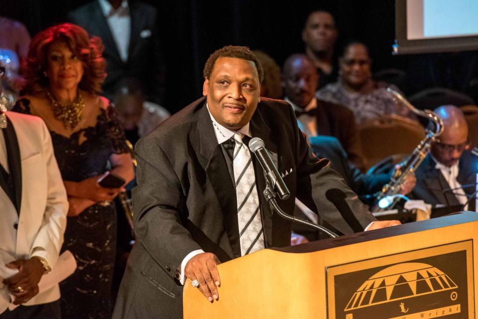 National Rhythm & Blues Hall of Fame organizer LaMont Robinson at the 2019 National Rhythm & Blues Hall of Fame induction ceremony at the Charles H. Wright Museum of African American History in Detroit on June 23, 2019.