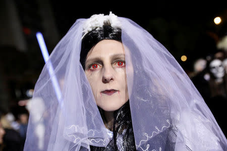 A participant is dressed in costume for the New York City Halloween parade in New York City, NY, U.S., October 31, 2017. REUTERS/Shannon Stapleton