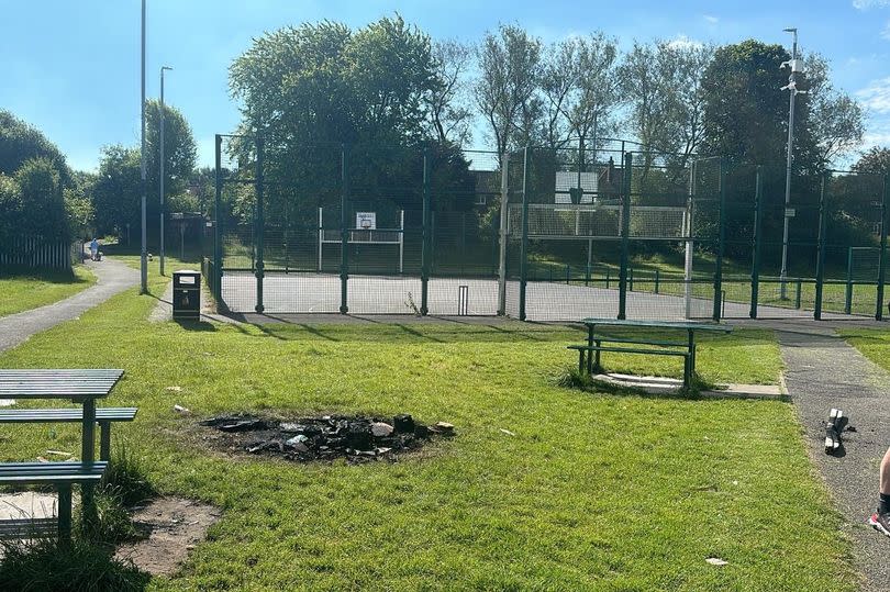 Fire scorch marks at King Georges Park in Moorclose, Middleton