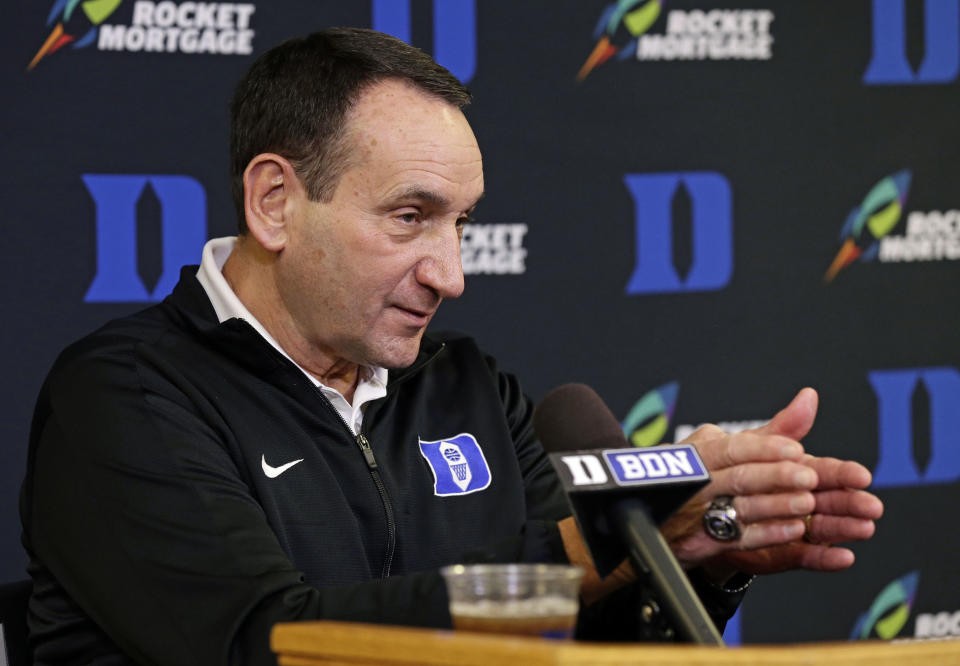 Duke coach Mike Krzyzewski called the federal trial on corruption in his sport ‘a blip,’ but few agree with him. (AP)