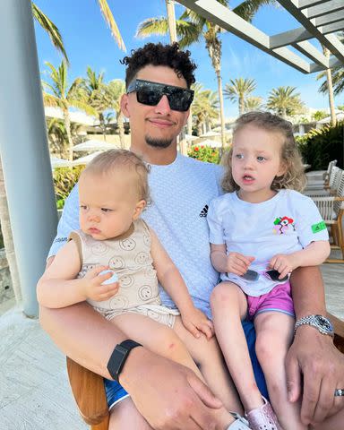 <p>Brittany Mahomes/Instagram</p> Patrick Mahomes with his children Sterling and Bronze.