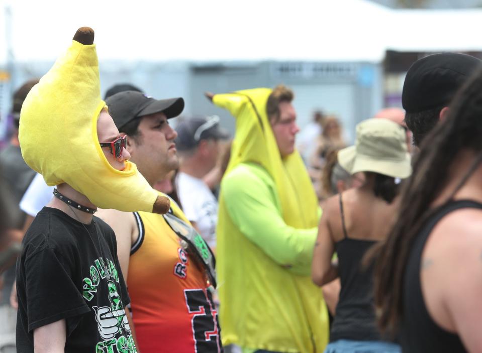 Fans in banana outfits watch a show at the Rockvillian stage on Friday at Daytona International Speedway. The four-day event earned rave reviews from fans and hotel owners alike.