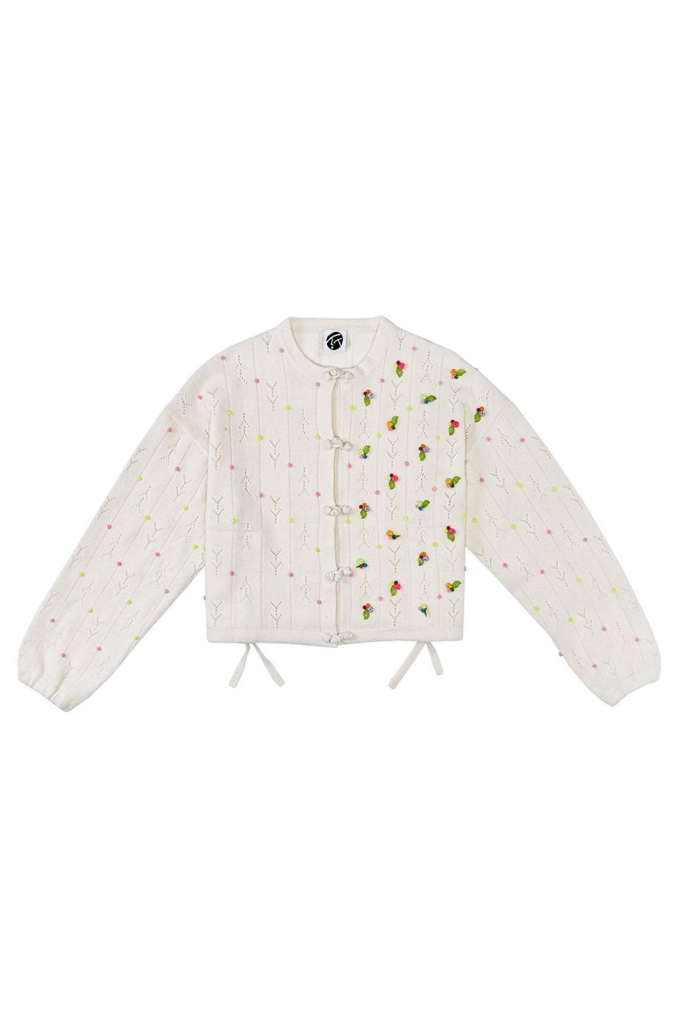 Rosie (Rosebud) Kungfu Jacket in Ice White Lambswool