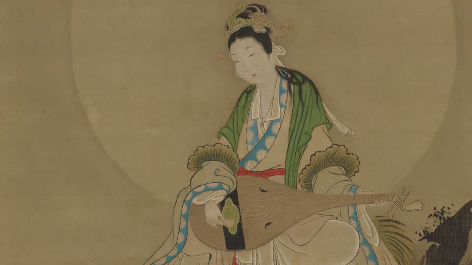 Unusually for the period, Yukinobu focused on female deities and historical figures, such as this painting, "The Goddess Benzaiten and Her Lute." - Courtesy Denver Art Museum