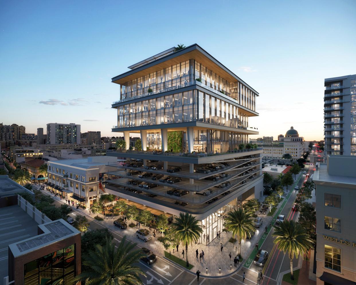A rendering of the Banyan & Olive office development in downtown West Palm Beach.
