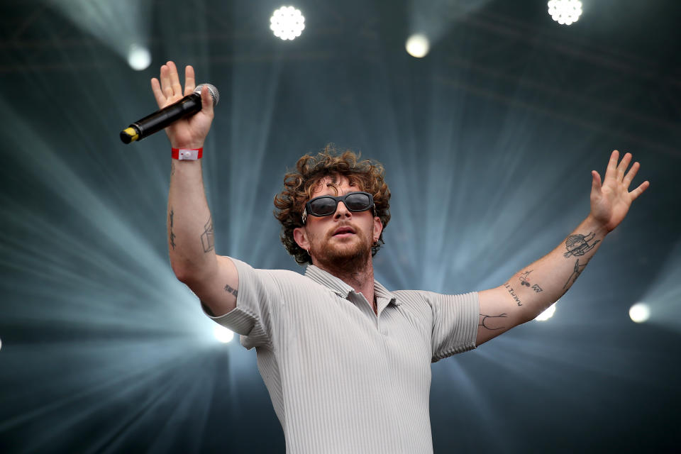 NOTTINGHAM, ENGLAND - JULY 24: Tom Grennan performs during the 2022 Splendour Festival at Wollaton Park on July 24, 2022 in Nottingham, England. (Photo by Luke Brennan/Getty Images)