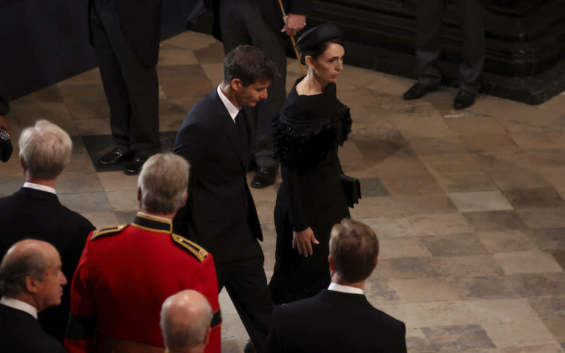 New Zealand’s Prime Minister Jacinda Ardern arrives at the Westminster Abbey.