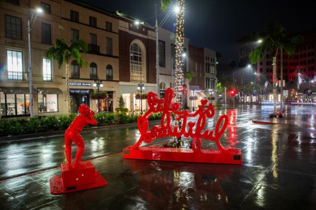 Rodeo Drive at night Beverly Hills Los Angeles California Stock