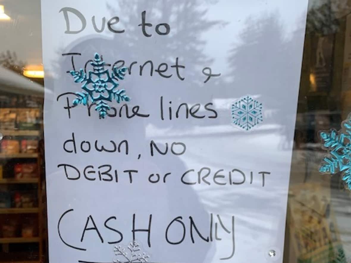 Businesses on Gabriola Island are taking cash only as a multi-day phone and internet outage continues.  (Submitted by Gary Symons - image credit)