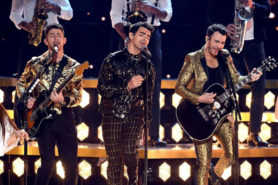 From left: Nick, Joe and Kevin Jonas, Jan. 26 | Kevin Winter/Getty