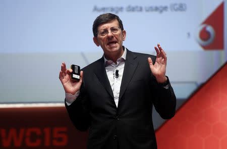 Vodafone's Chief Executive Vittorio Colao delivers a keynote speech during the Mobile World Congress in Barcelona March 2, 2015. REUTERS/Albert Gea