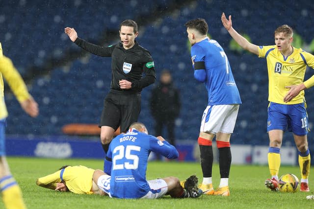 Kemar Roofe, bottom centre, was charged over his tackle on Murray Davidson, bottom left