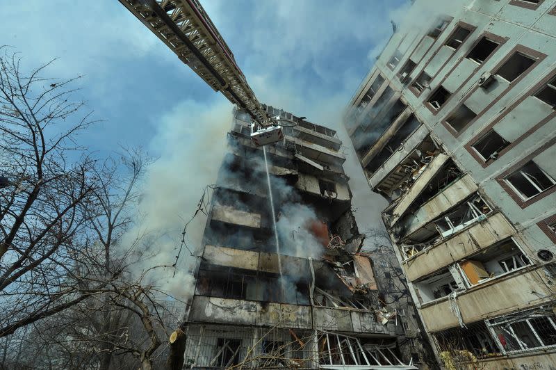 Aftermath of a Russian missile strike in Zaporizhzhia