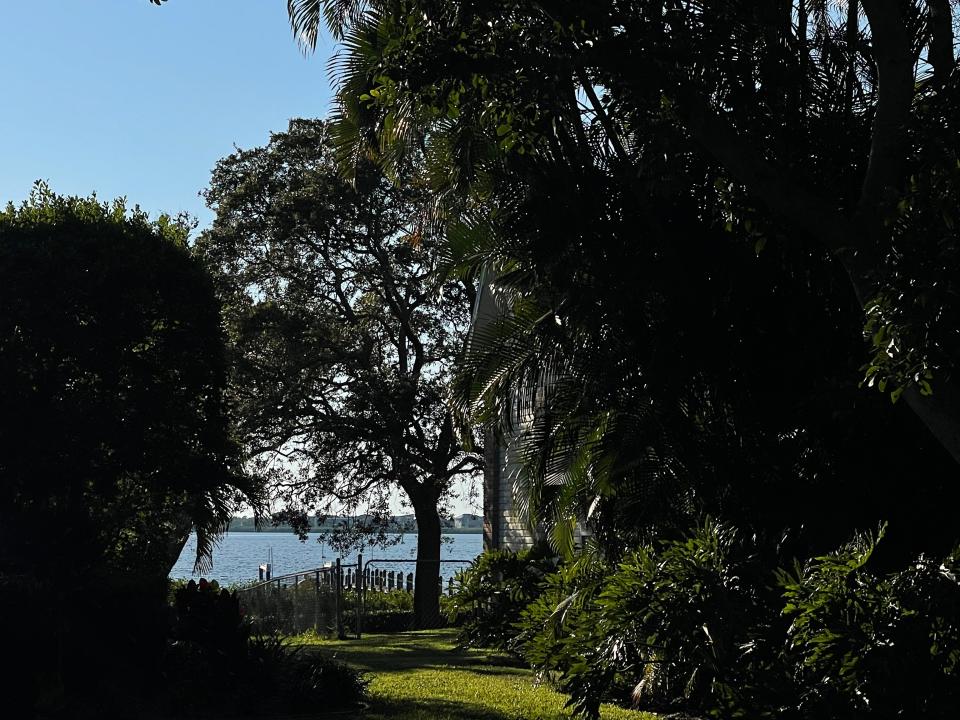 A nature trail offers Pine Bay Forest residents easy access to a large wooden deck overlooking Palma Sola Bay.