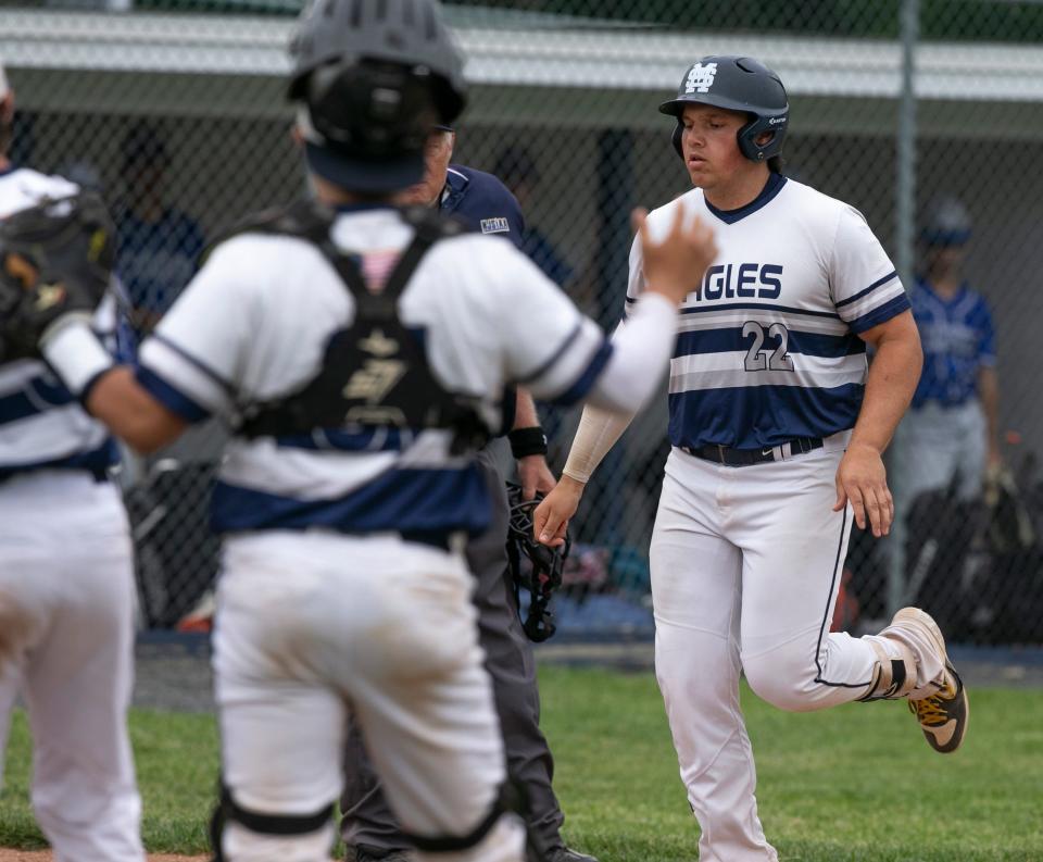 Middletown South's Joe Stanzione is headed to home plate after he broke the Shore Conference single-season home record Wednesday in the third inning of the Eagles' 8-1 win over Princeton in a NJSIAA Central Group 4 first round game.