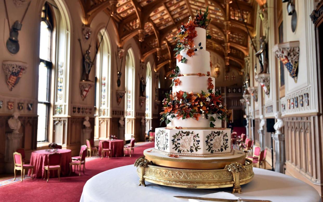 The cake created by Sophie Cabot for Princess Eugenie of York and Jack Brooksbank - AFP