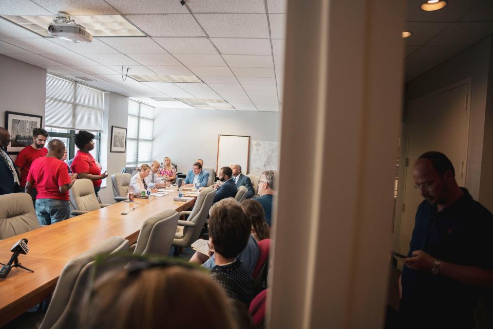 August 02, 2023: MEMPHIS, TN - Memphis Tenant Union member Onie Green speaks to the HEHFB board in September.