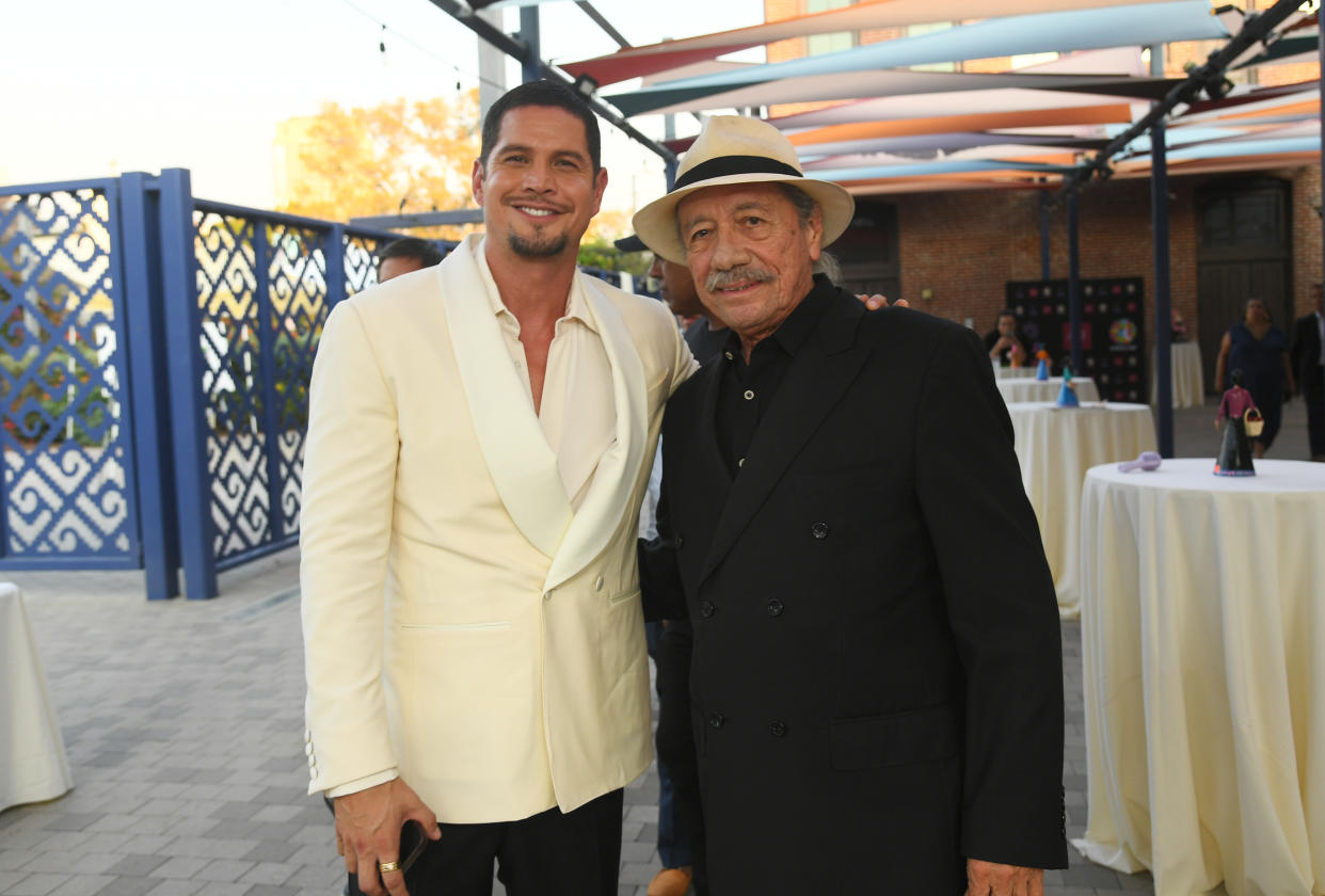 J. D. Pardo and Edward James Olmos at the 39th Annual Imagen Awards held at LA Plaza de Cultura y Artes on September 8, 2024 in Los Angeles, California.