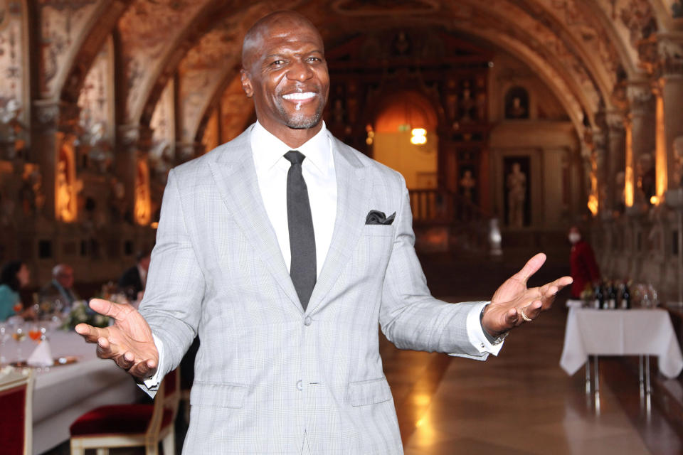 <p>Terry Crews poses at the counsellor dinner opening of the One Young World Summit in the Antiquarium of Munich Residenz in Germany on July 22.</p>