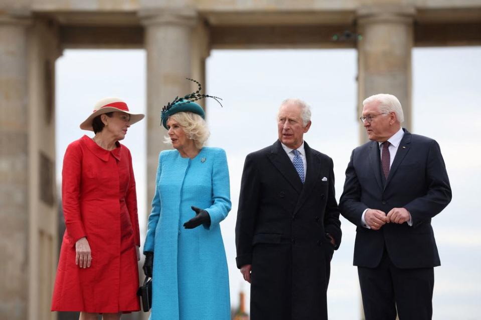 The couple received a ceremonial welcome at Brandenburg Gate