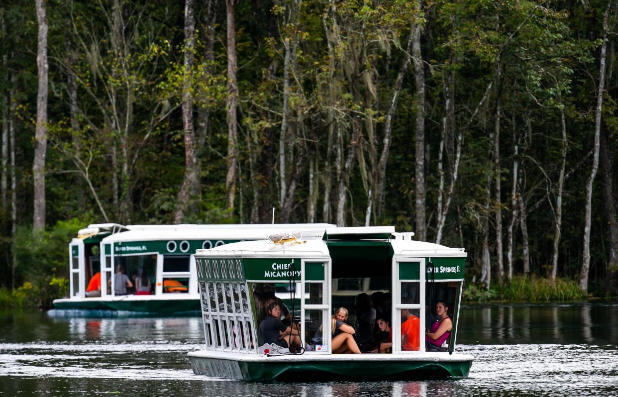 Glass bottom boats carry visitors on a tour of Silver River at Silver Springs State Park in 2021. Many of Florida's rivers and streams are contaminated with fecal bacteria and 80% of our 1,000 springs are polluted.