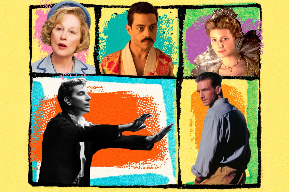 Survival of the baitiest: ‘Shakespeare in Love’, ‘The English Patient’, ‘Maestro’, ‘The Iron Lady’ and ‘Bohemian Rhapsody’ could all be considered awards bait (iStock/Shutterstock/Sky/Netflix)