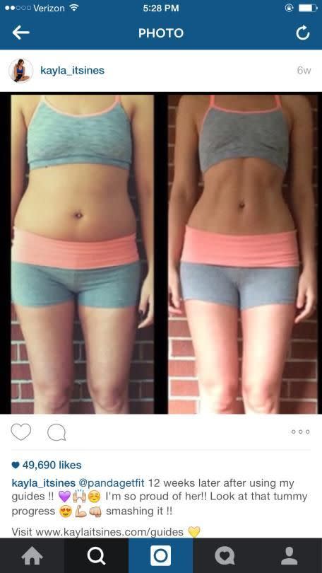 Kayla regularly posts images of her followers’ progress on her own account. (Photo: instagram.com/kayla_itsines)