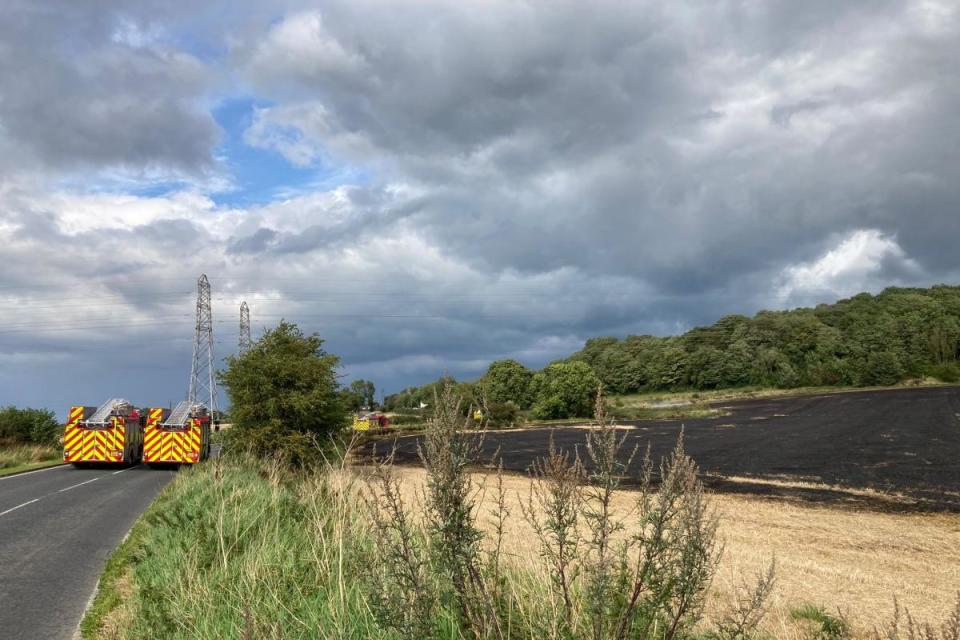 Emergency services first received a call at 2.40pm on Monday (August 21) about a fast-spreading fire in fields near the Downhill Interchange - just metres from the busy A19 motorway i(Image: TYNE AND WEAR FIRE AND RESCUE)/i