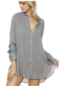 TOUSYEA Button Down Long Sleeve Sleepwear Soft Pajama Top