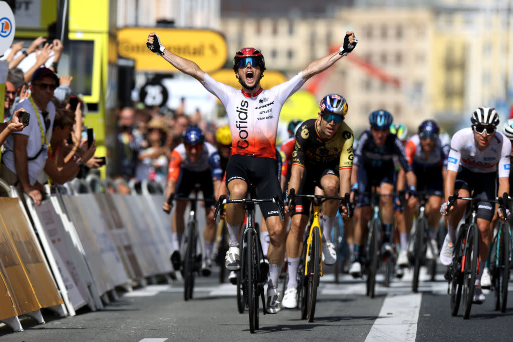  Cofidis French rider Victor Lafay held off the lead group to win stage 2 of the Tour de France 2023 