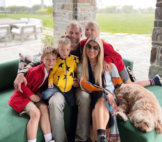 Jessica Simpson Instagram Jessica Simpson and Eric Johnson pose with their kids and dog