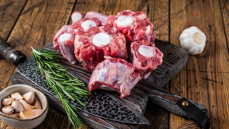 chopped Oxtail on cutting board