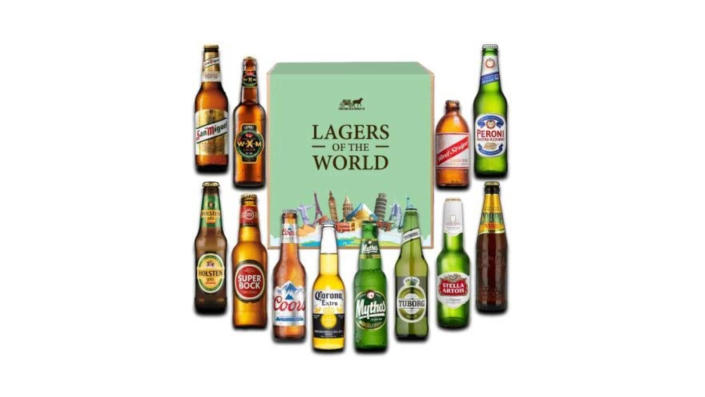 Each beer basket contains a selection of beers from around the world.  (Amazon)