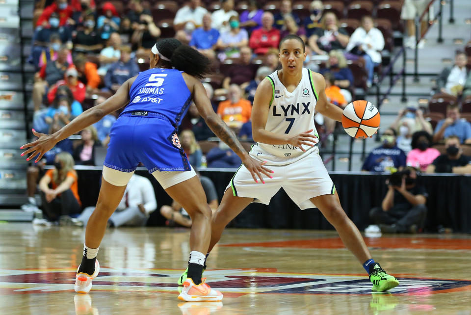 Minnesota Lynx guard Layshia Clarendon was cut from their WNBA team on Tuesday. (M. Anthony Nesmith/Icon Sportswire via Getty Images)
