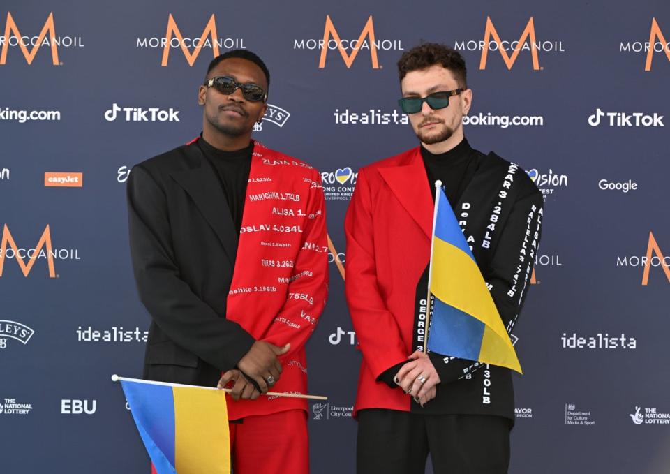 Tvorchi, representatives for Ukraine, attending the Eurovision Song Contest 2023 (Photo by Anthony Devlin/Getty Images)