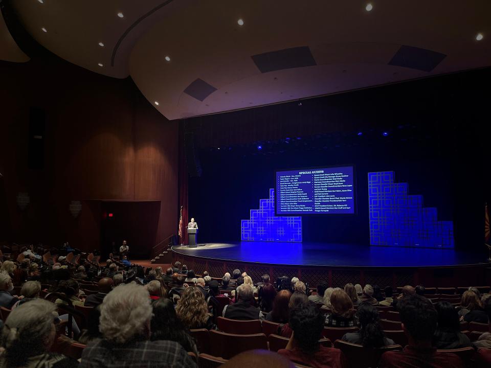 Chandler Mayor Kevin Hartke gives his 2023 State of the City address at the Chandler Center for the Arts on Feb. 16, 2023.