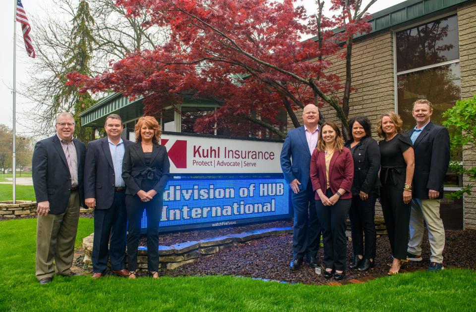 Longtime Morton insurance broker Kuhl Insurance has become part of a much larger insurance broker HUB International. Kuhl Insurance will now be able to offer more services on a larger scale while maintaining its staff and office in Morton. Shown is the executive team, from left to right, Phil Witzig, Jonathan Weber, Laura McGahan, Mike Kuhl, Evelyn Becker, Mindy Riden, Beth Hattan and Dave Zern