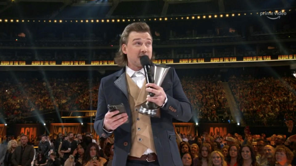 Morgan Wallen accepts the Album of the Year award for ‘Dangerous: The Double Album’ onstage during the 57th Academy of Country Music Awards at Allegiant Stadium on March 7, 2022 in Las Vegas. (Photo: Arturo Holmes/ACMA2022/Getty Images for ACM)