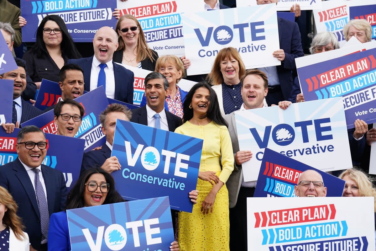 Rishi Sunak prepares to launch the Conservative manifesto (James Manning/PA Wire)