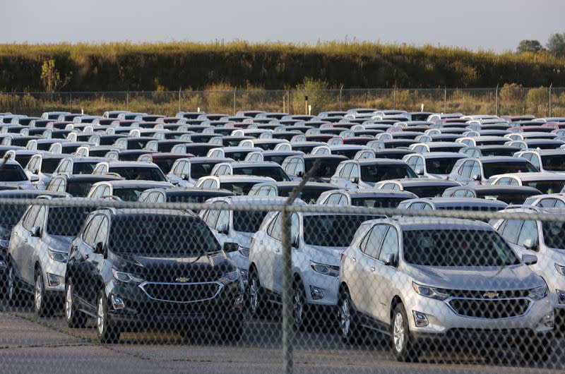 FILE PHOTO: Chevrolet Equinox SUVs are parked awaiting shipment near the General Motors Co (GM) CAMI assembly plant in Ingersoll