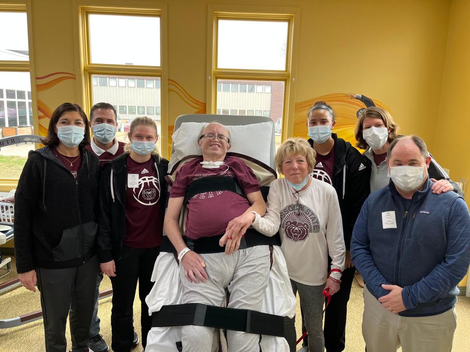 Members of the Missouri State Lady Bears, along with MSU Athletics Director Kyle Moats, visited Art Hains in Lincoln, Nebraska, when the Lady Bears played Nebraska in the Postseason WNIT.