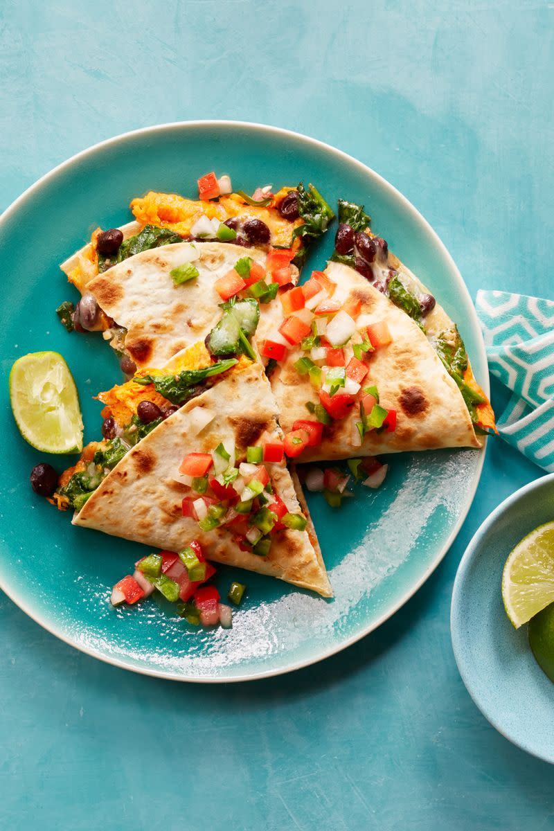 Sweet Potato, Black Bean, and Spinach Quesadilla