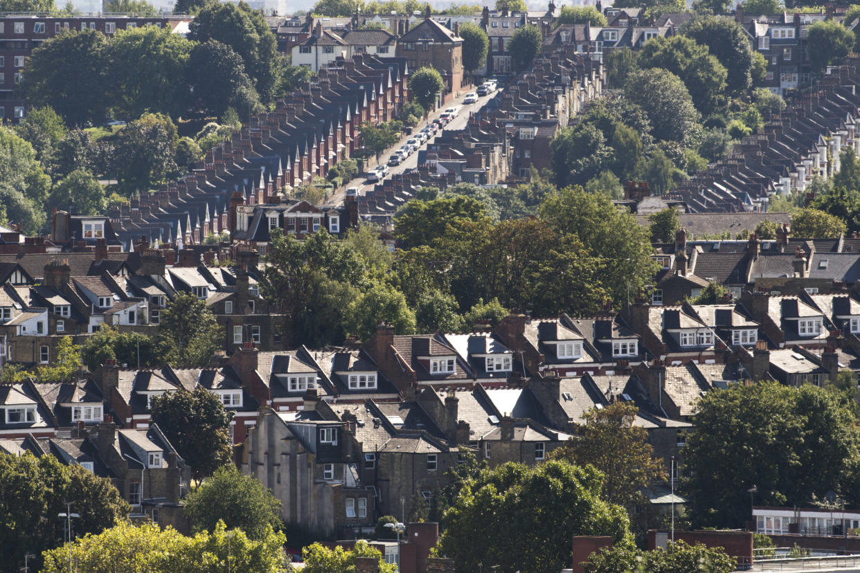 General view of rows of houses in Haringey, north London. September 30th will mark 100 days since the UK voted to leave the EU, and the resulting drop in value in the pound has prompted foreign buyers to purchase property across the capital - including traditionally cheaper areas. 