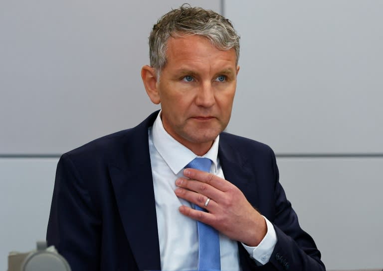 Björn Höcke, del partido de extrema derecha AfD, en el tribunal regional de Halle, el 18 de abril de 2024 al este de Alemania (Fabrizio Bensch)