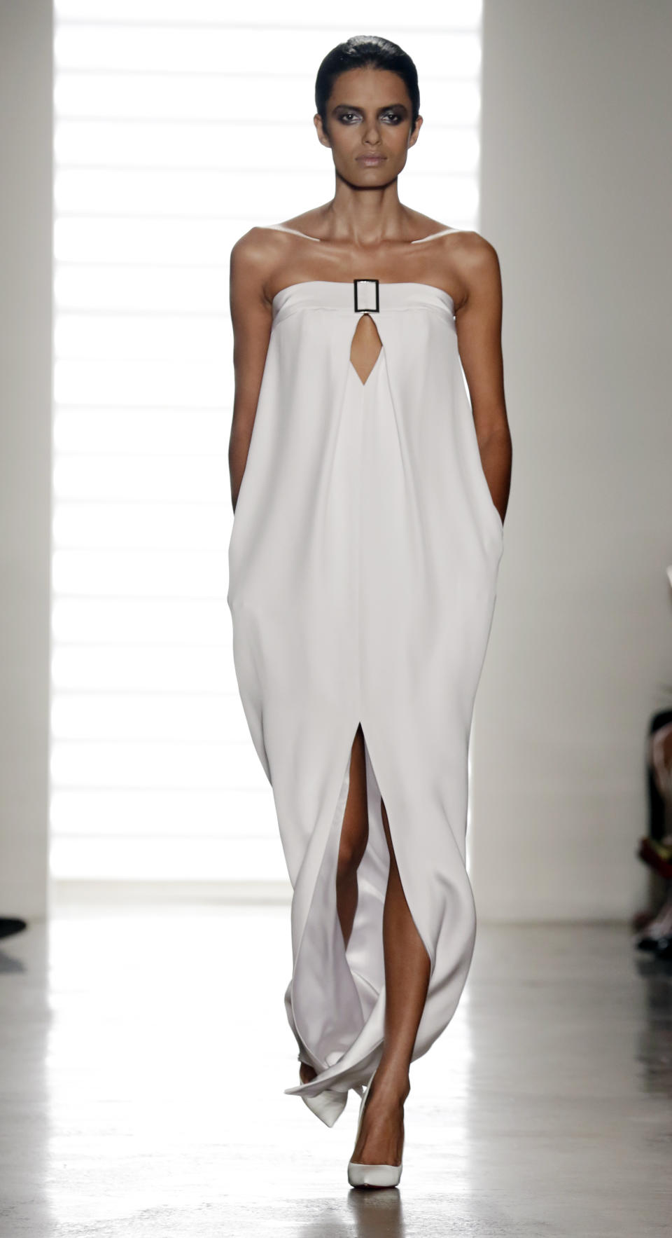 The Cushnie et Ochs Spring 2014 collection is modeled during Fashion Week in New York, Friday, Sept. 6, 2013. (AP Photo/Richard Drew)