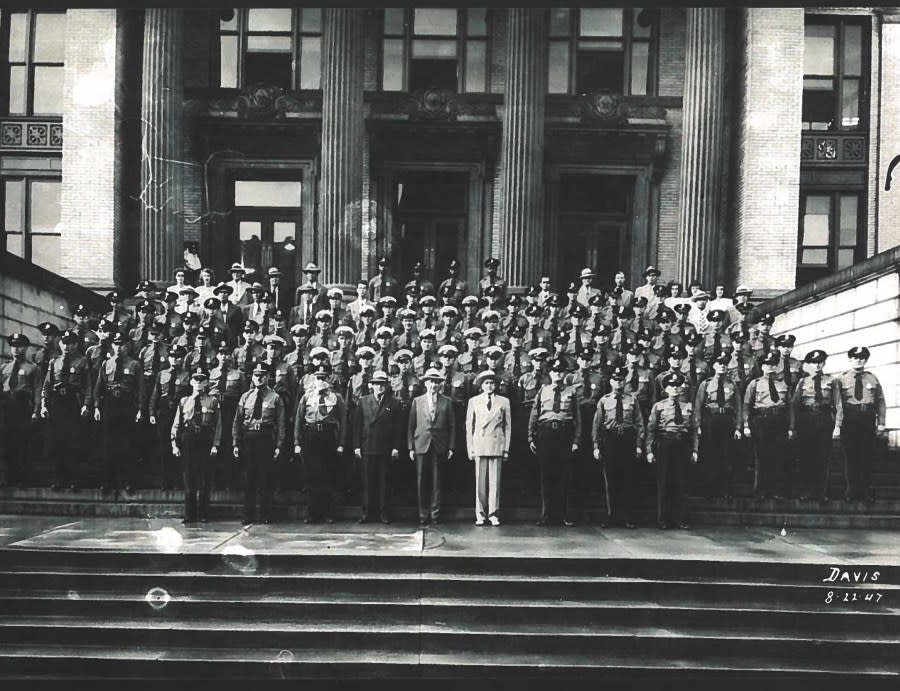 Officers with the Roanoke Police Department. Photo taken on Aug. 22, 1947, by George C. Davis. (Photo Courtesy: Roanoke Police Department)