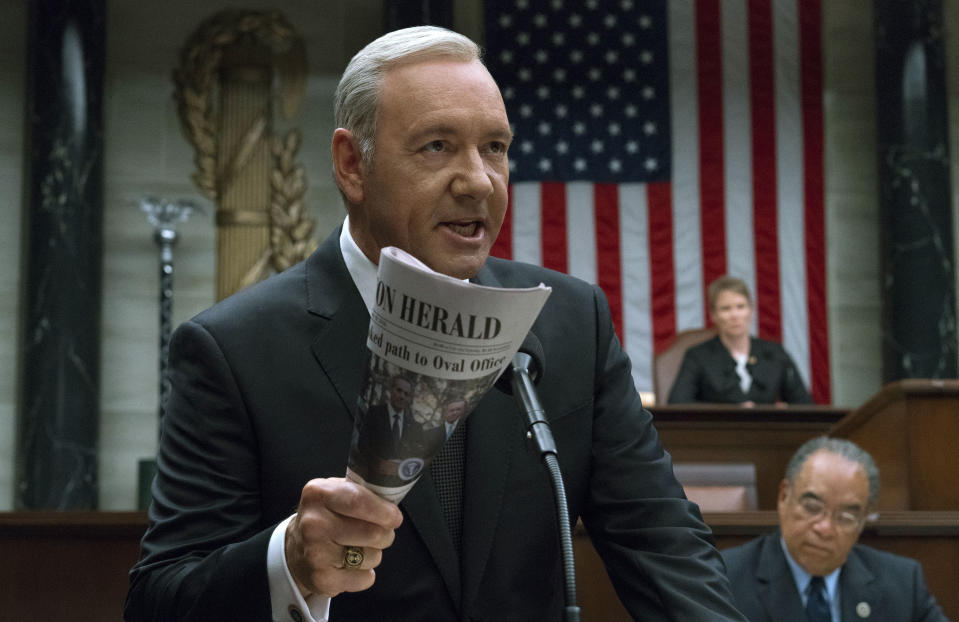 Kevin Spacey in a scene from “House Of Cards,” Netflix’s Emmy Award-nominated show.