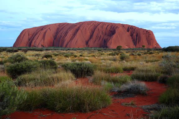 Uluru in typical weather.