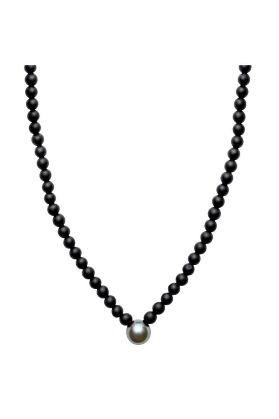 17) Men's Tahitian Pearl & Onyx Necklace