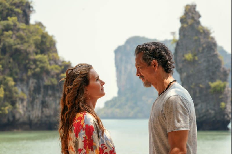 Brooke Shields and Benjamin Bratt do a scene on the beach, which Shields said reminded her of "The Blue Lagoon." Photo courtesy of Netflix
